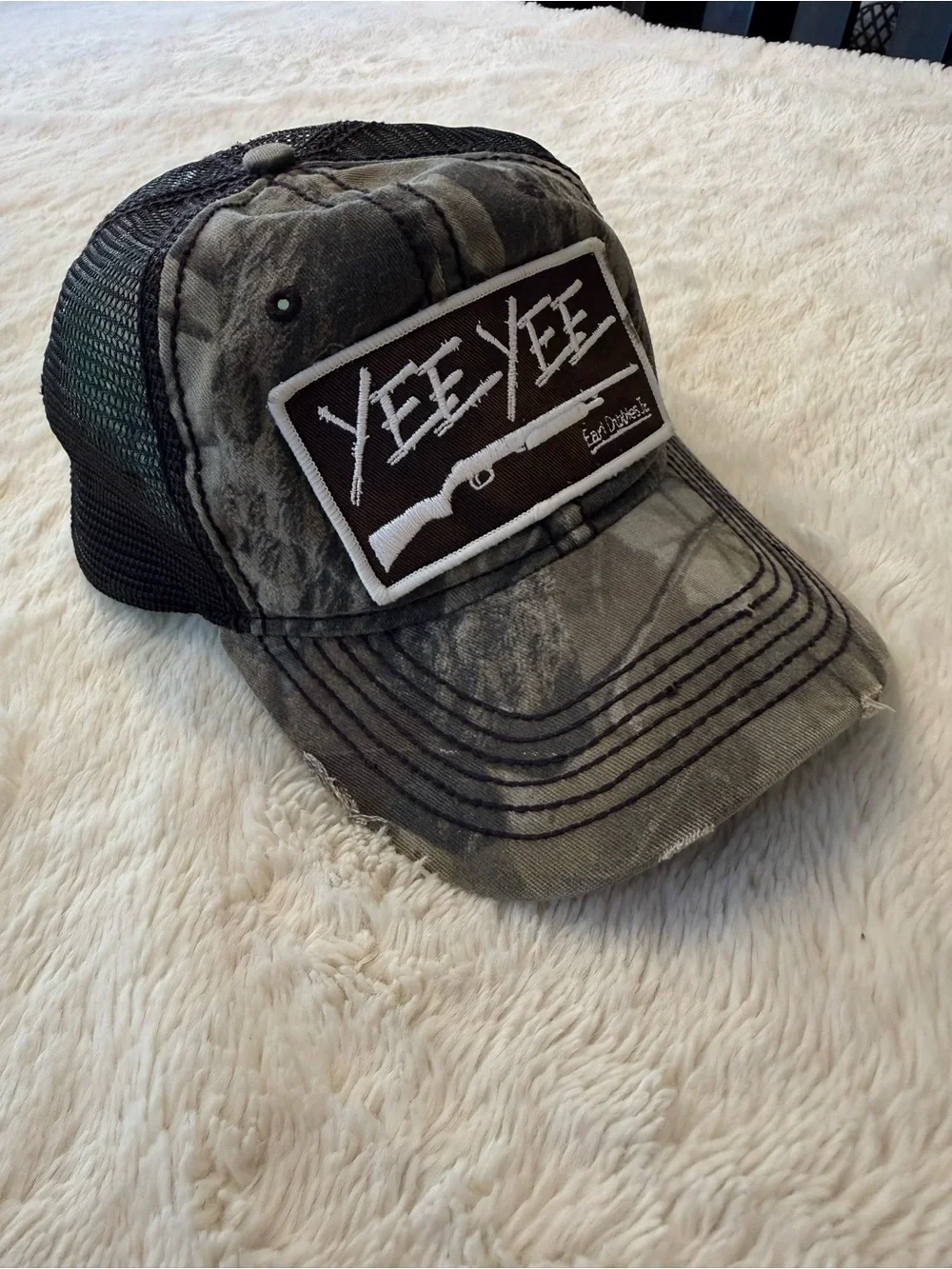 Earl Dibble Jr Yee Yee Distressed Camouflage Trucker Hat - Black/Gray